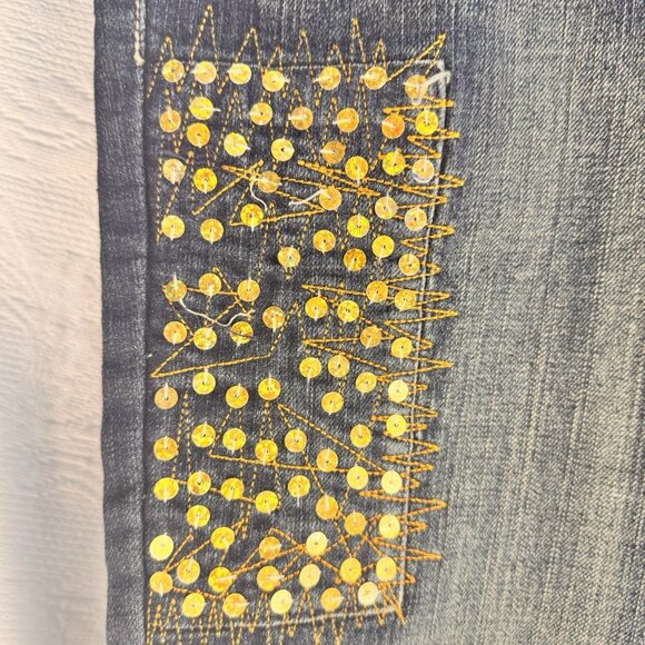 Misswan Womens Denim Jeans Embroidered Sequins Vintage Y2K US 11 - Picture 3 of 16